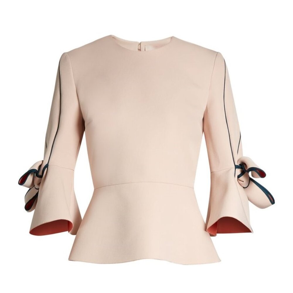Roksanda Vintage Rose Kemi Crepe Bow-Sleeves Top, US 2